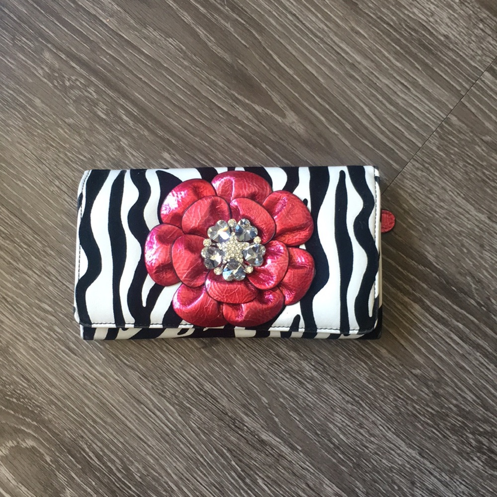 Pink Flower Zebra Wallet